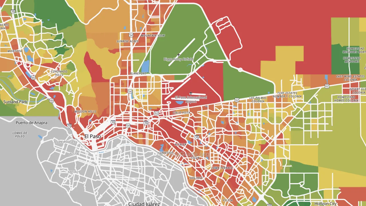 El Paso, TX Map of Vandalism Rates
