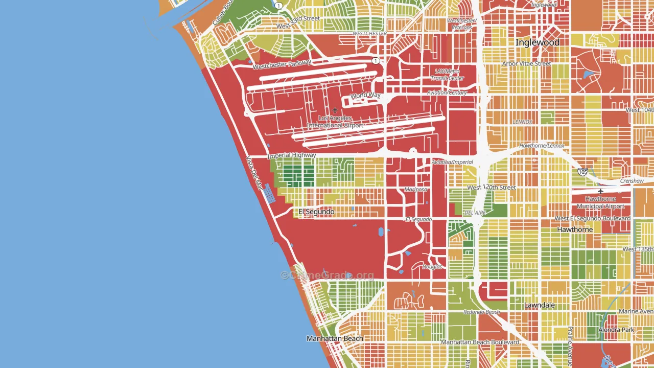 El Segundo, CA Map of Vandalism Rates
