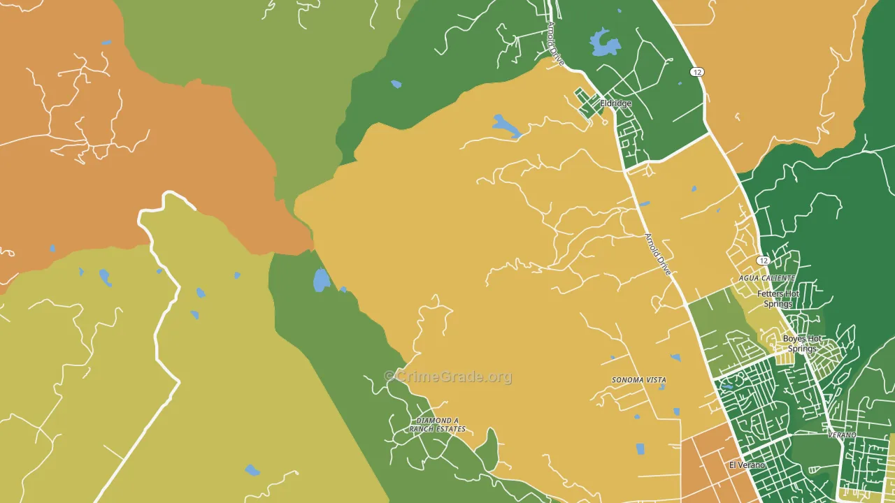 El Verano, CA Map of Vandalism Rates