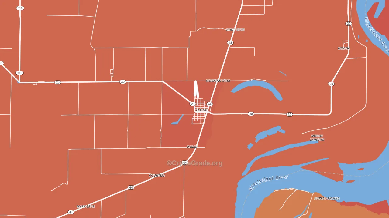 Elaine, AR Map of Vandalism Rates