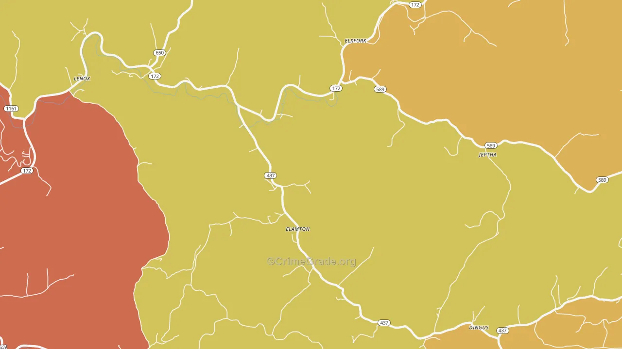 Elamton, KY Map of Vandalism Rates
