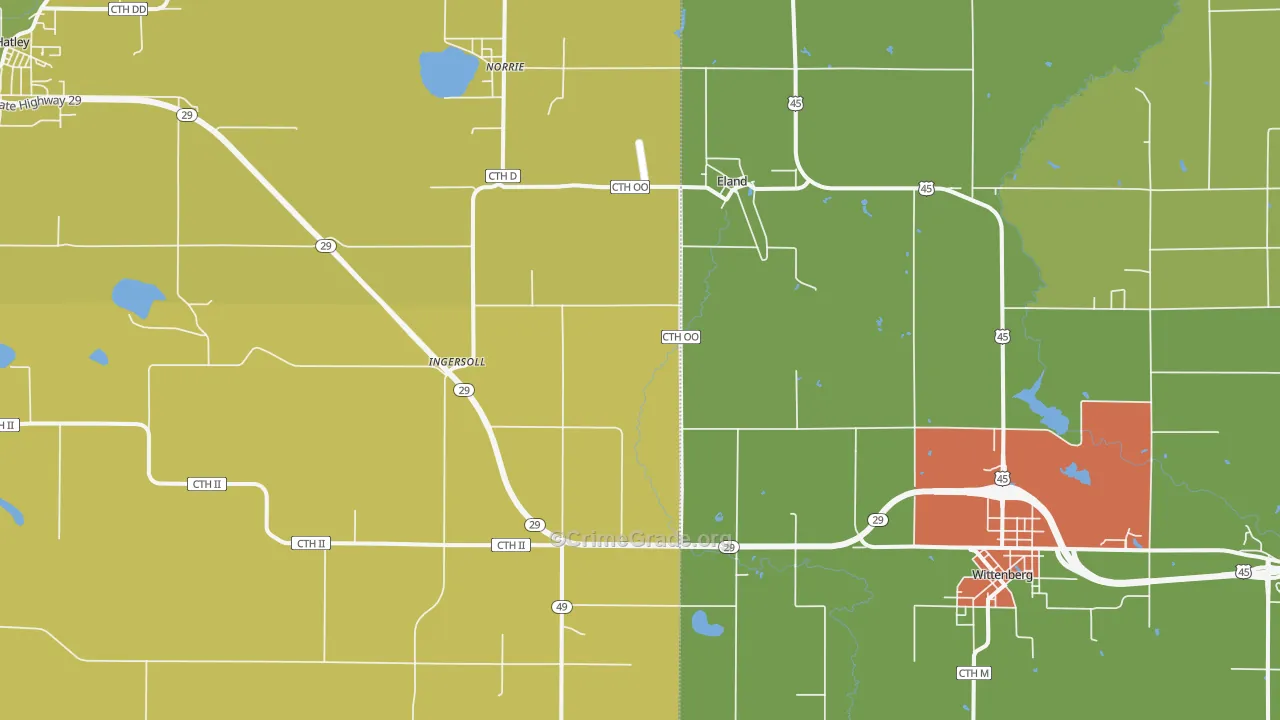 Eland, WI Map of Vandalism Rates
