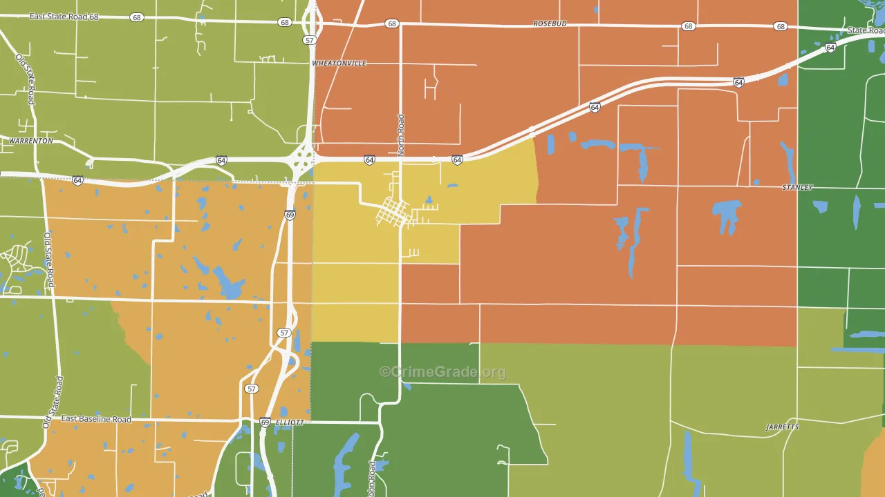 Elberfeld, IN Map of Vandalism Rates