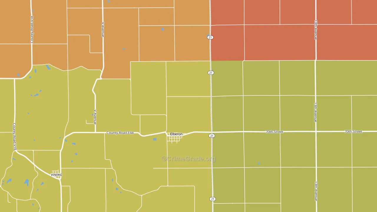 Elberon, IA Map of Vandalism Rates