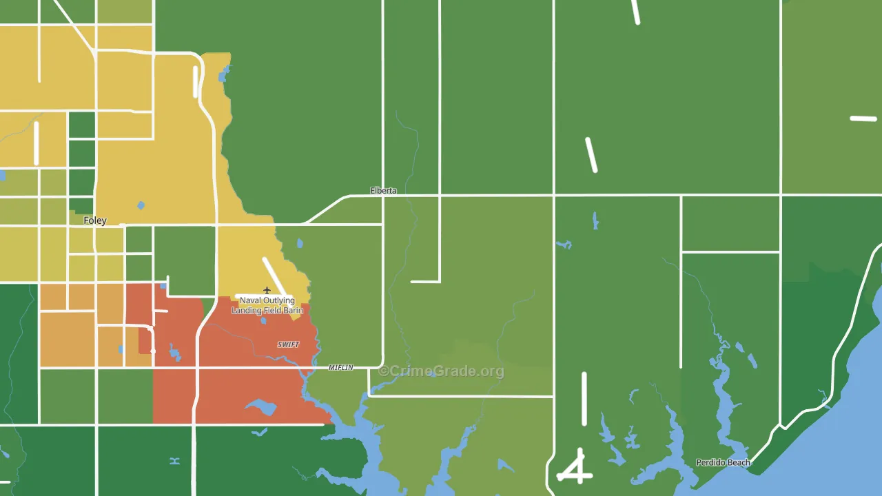 Elberta, AL Map of Vandalism Rates