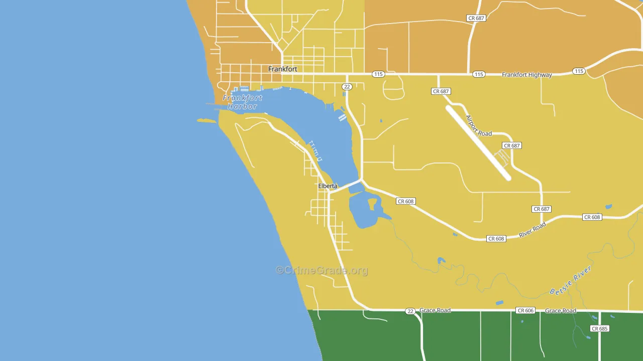 Elberta, MI Map of Vandalism Rates