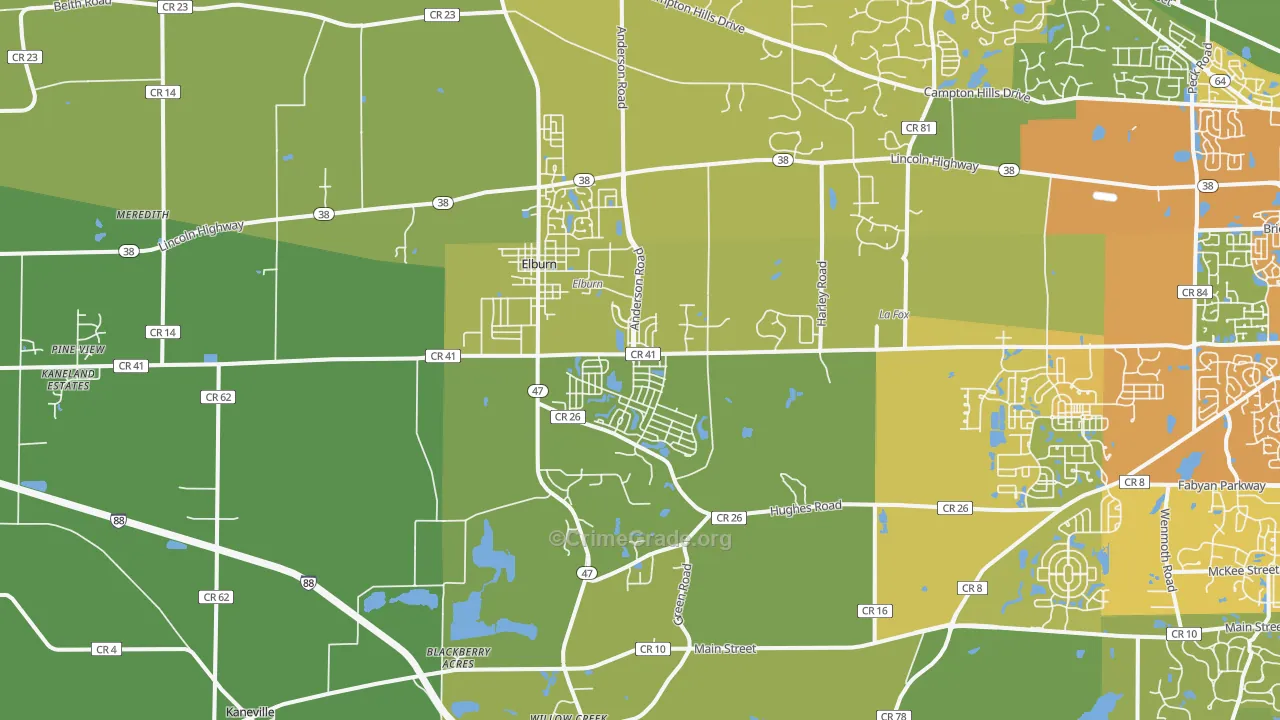 Elburn, IL Map of Vandalism Rates