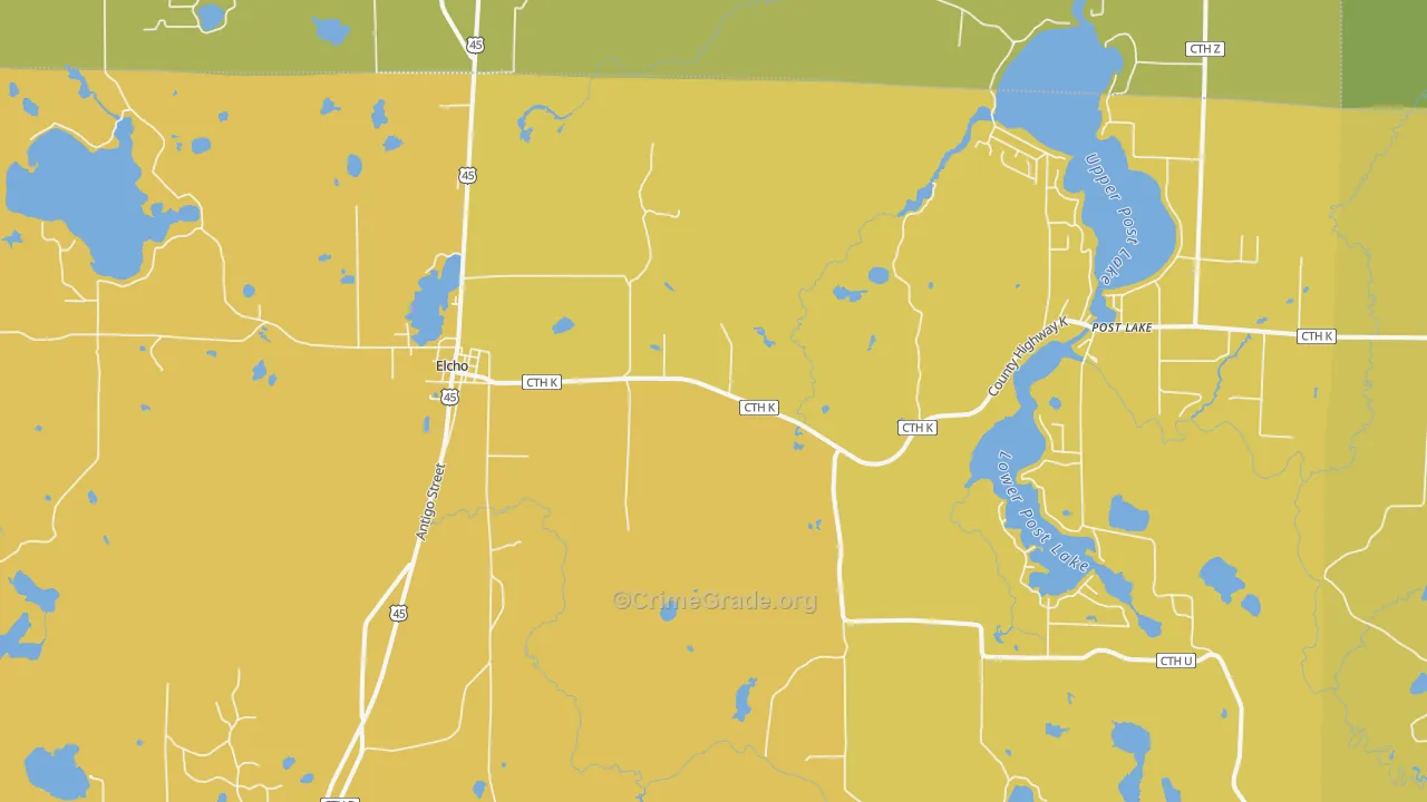 Elcho, WI Map of Vandalism Rates