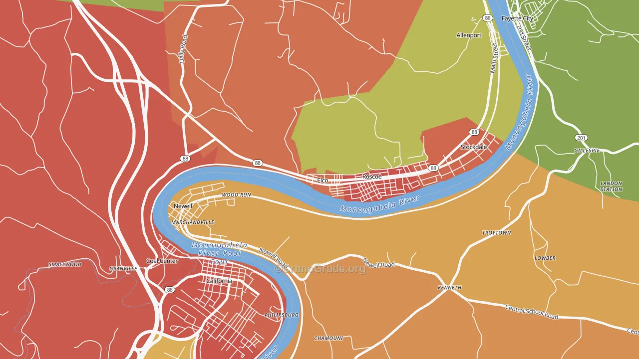 Elco, PA Map of Vandalism Rates