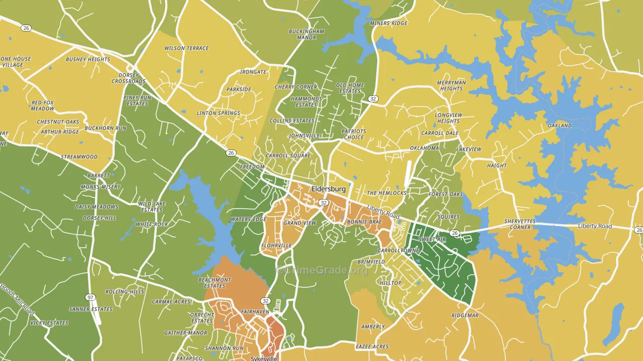 Eldersburg, MD Map of Vandalism Rates