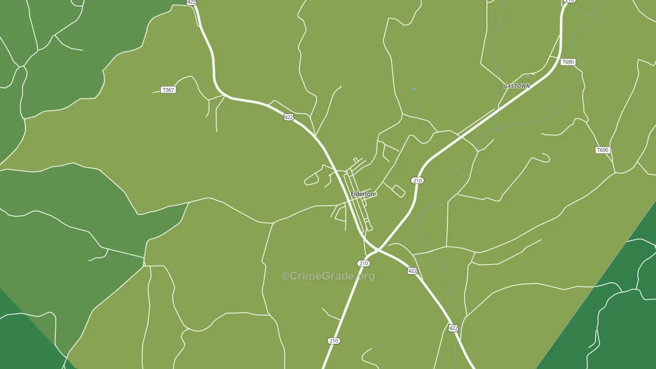 Elderton, PA Map of Vandalism Rates