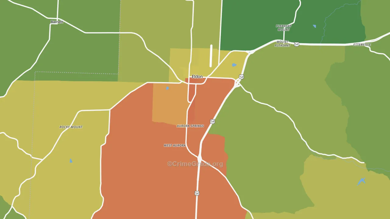Eldon, MO Map of Vandalism Rates