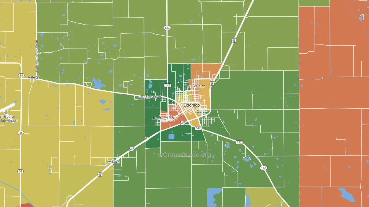 Eldorado, IL Map of Vandalism Rates