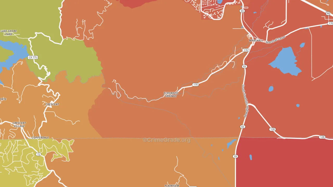 Eldorado Springs, CO Map of Vandalism Rates