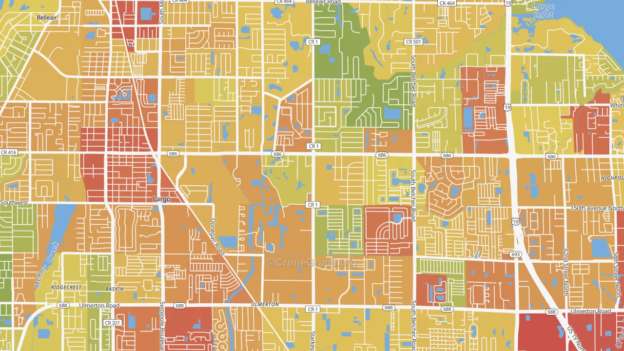 Eldorado Village, Largo, FL Map of Vandalism Rates