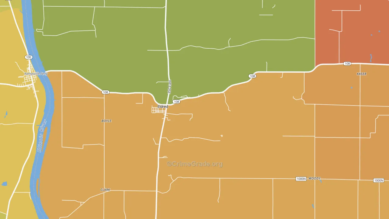 Eldred, IL Map of Vandalism Rates