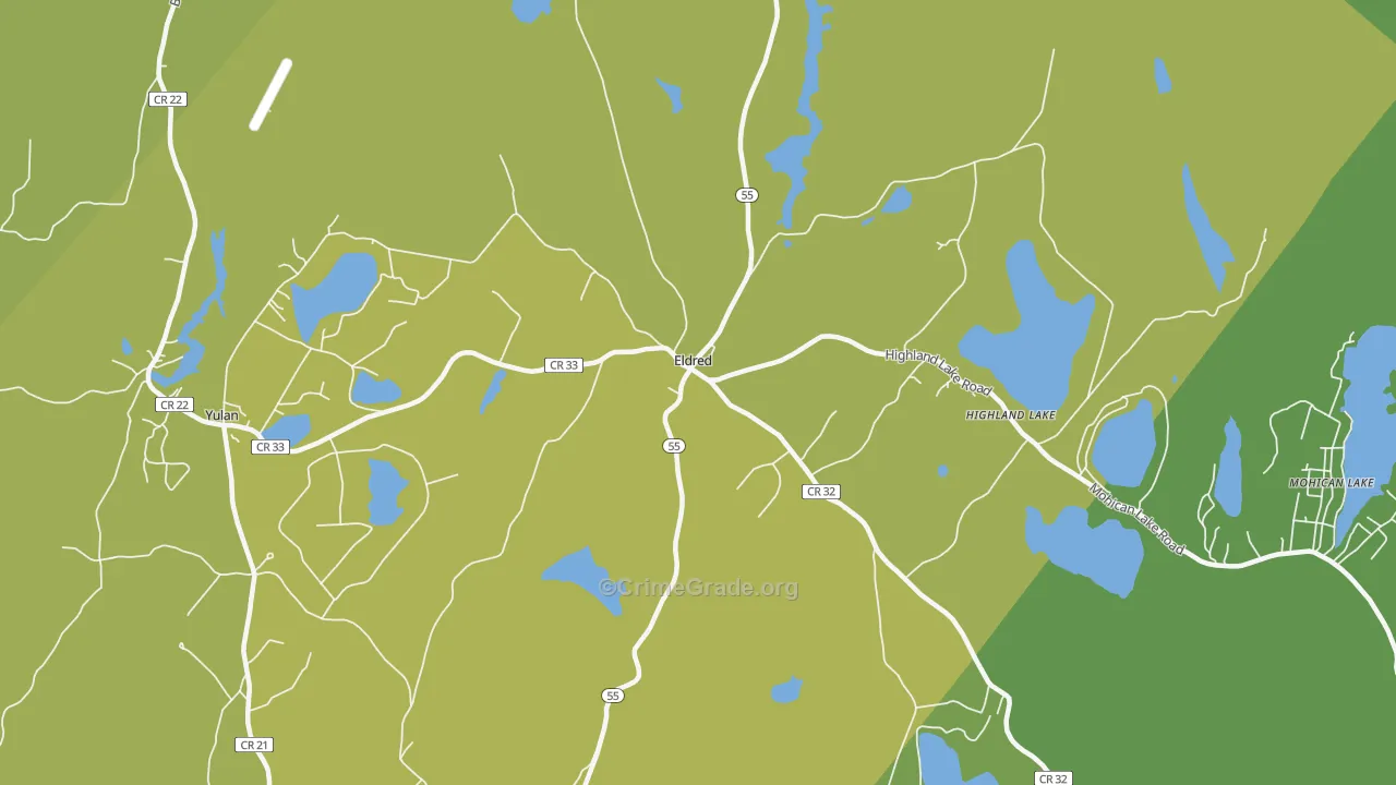 Eldred, NY Map of Vandalism Rates
