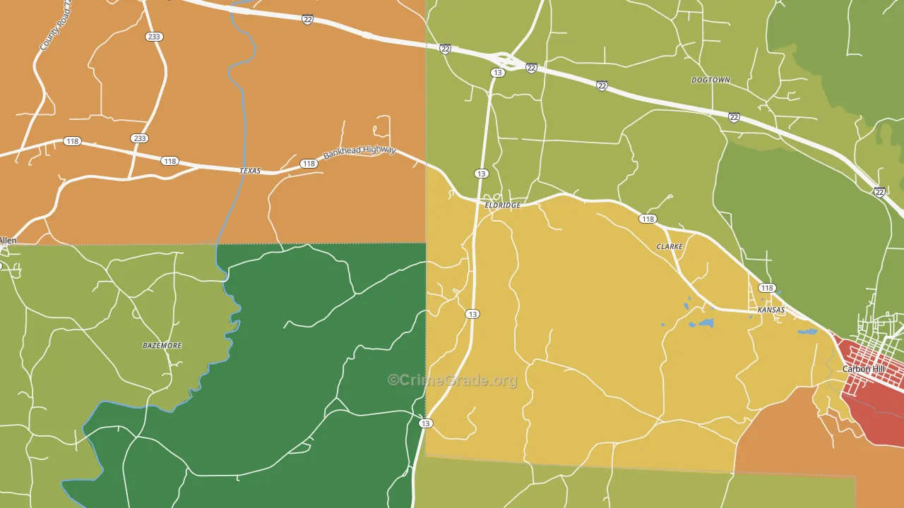 Eldridge, AL Map of Vandalism Rates