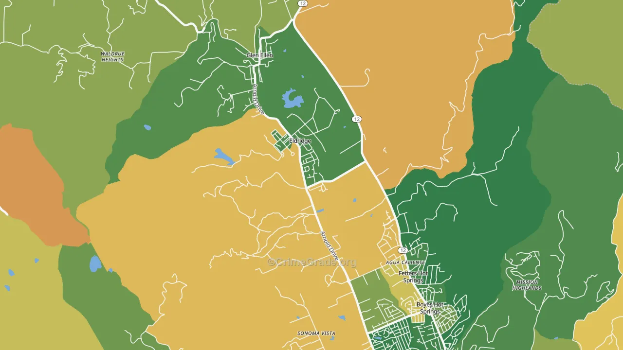 Eldridge, CA Map of Vandalism Rates