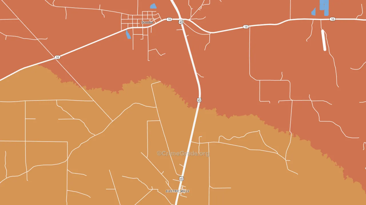 Electric Mills, MS Map of Vandalism Rates