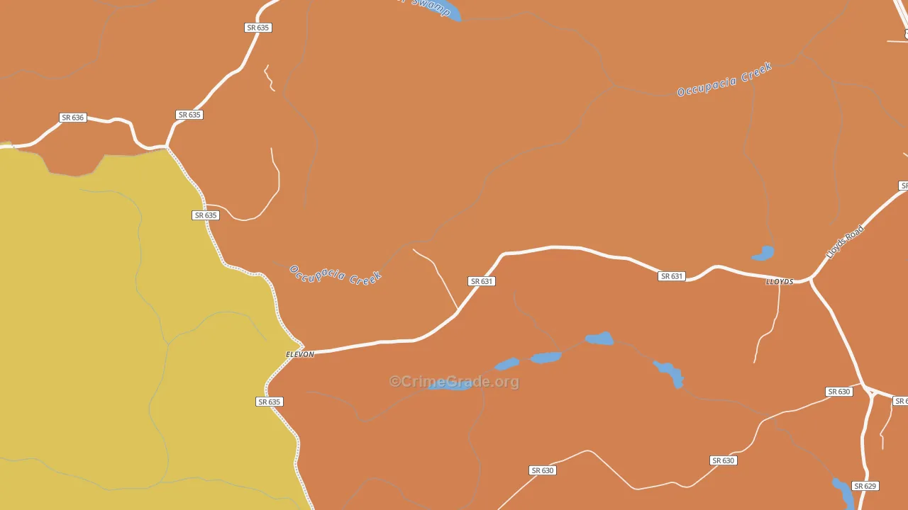 Elevon, VA Map of Vandalism Rates