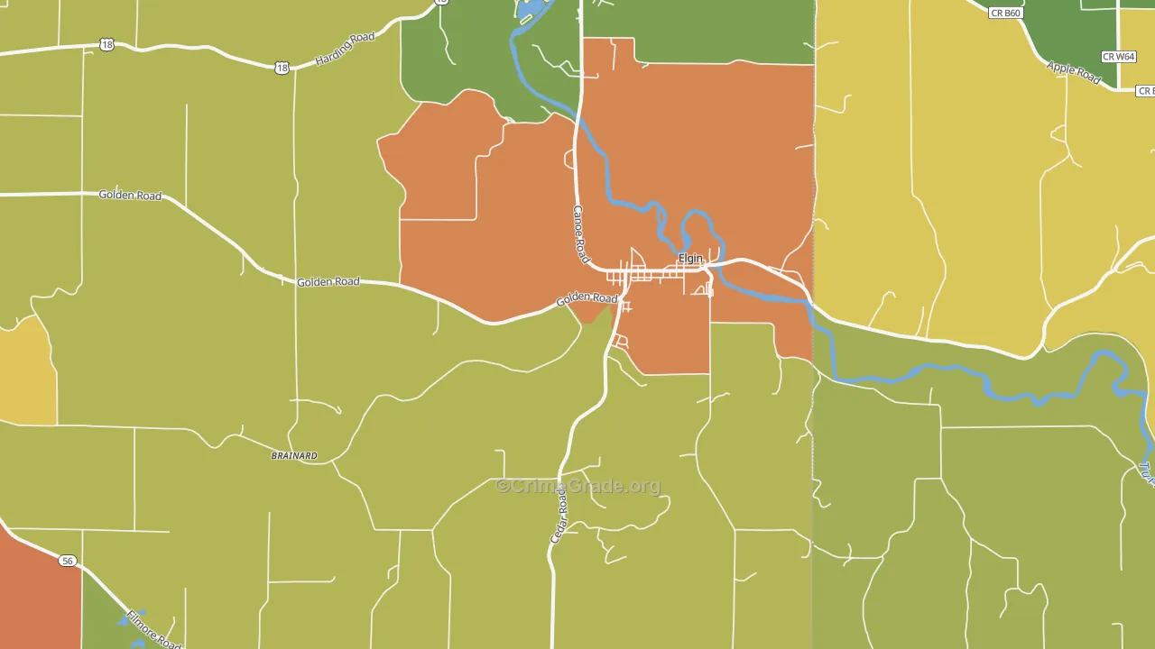 Elgin, IA Map of Vandalism Rates