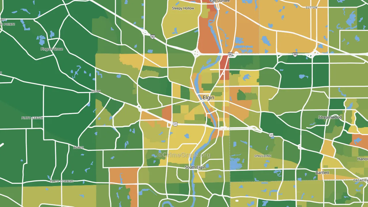 Elgin, IL Map of Vandalism Rates