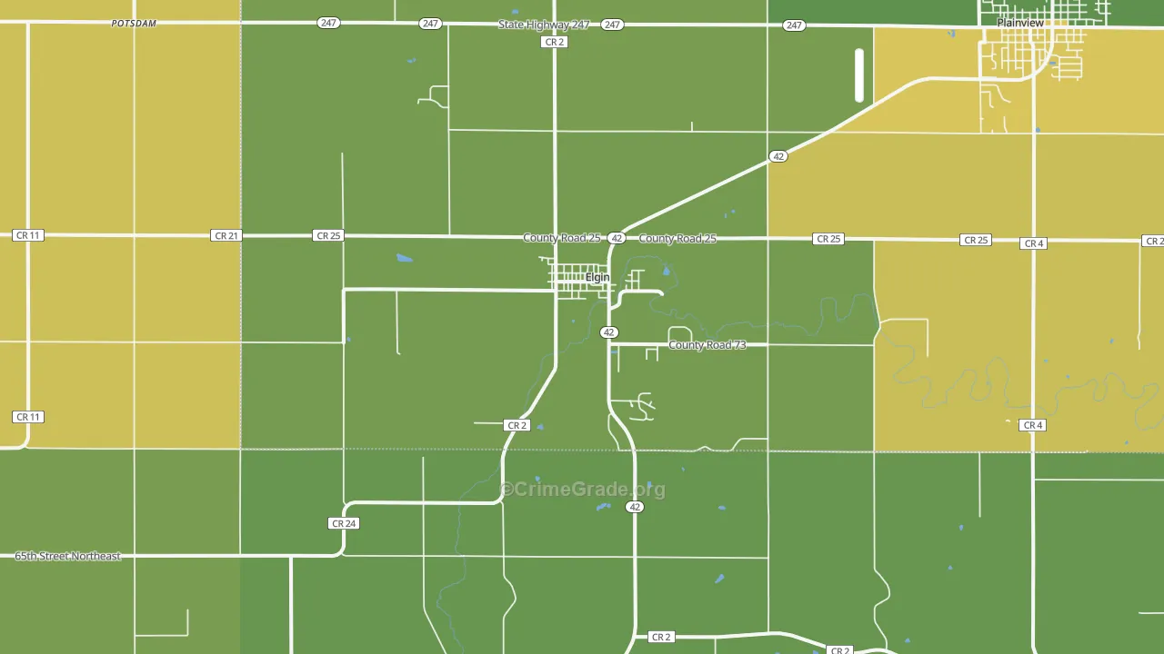 Elgin, MN Map of Vandalism Rates