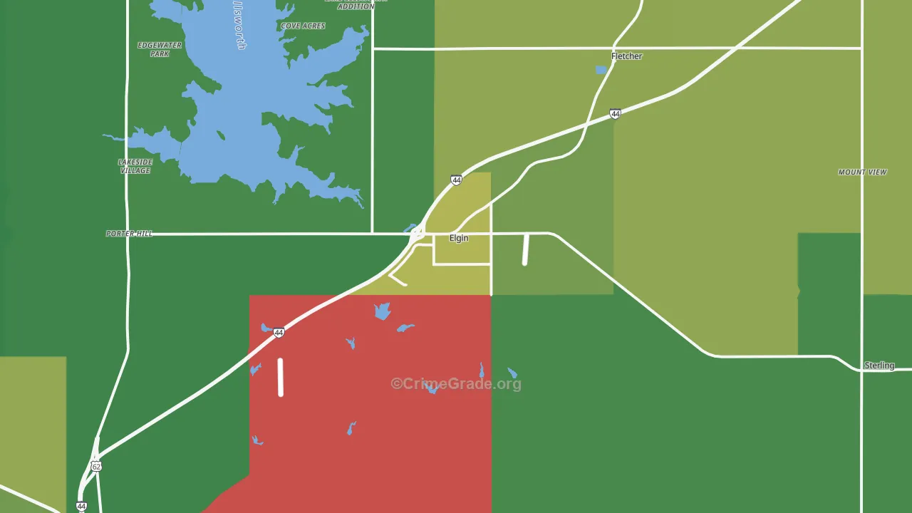 Elgin, OK Map of Vandalism Rates