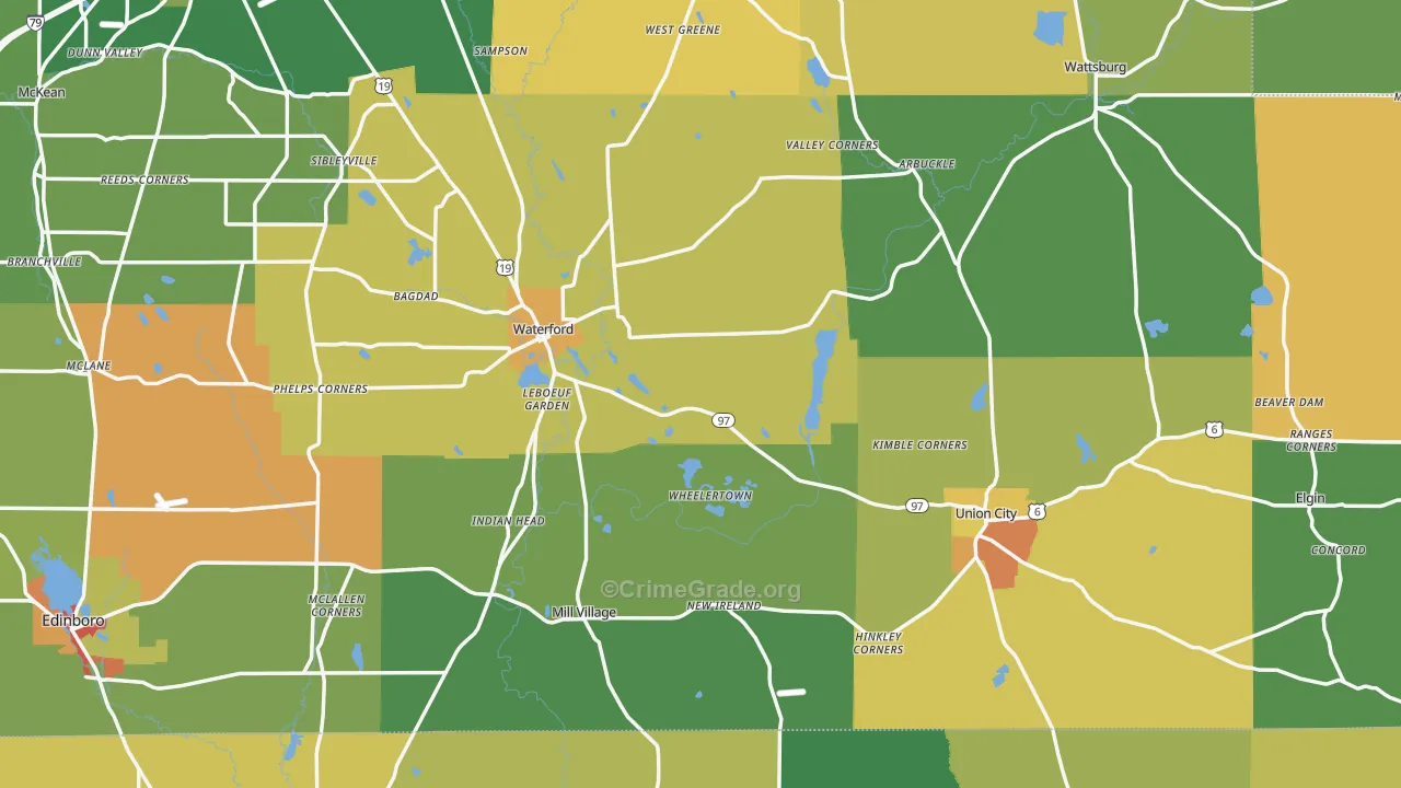 Elgin, PA Map of Vandalism Rates