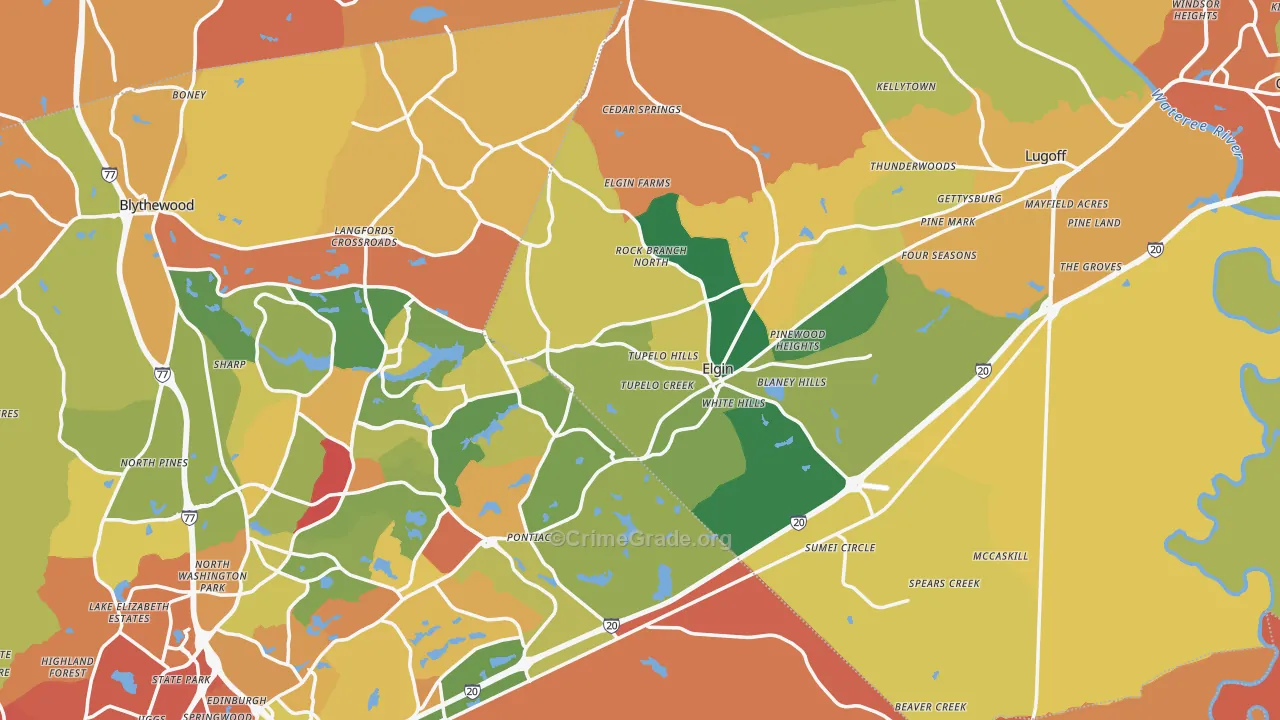 Elgin, SC Map of Vandalism Rates