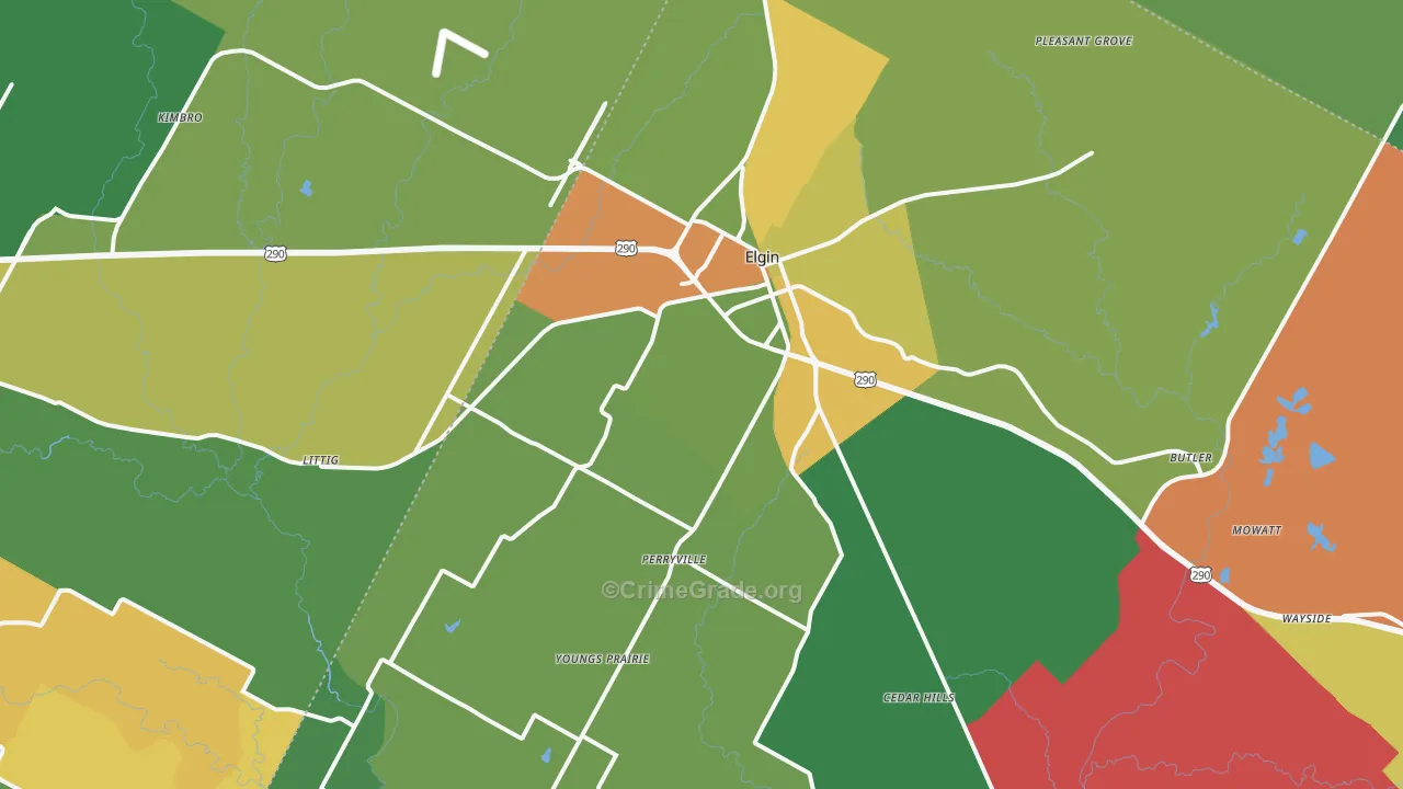 Elgin, TX Map of Vandalism Rates