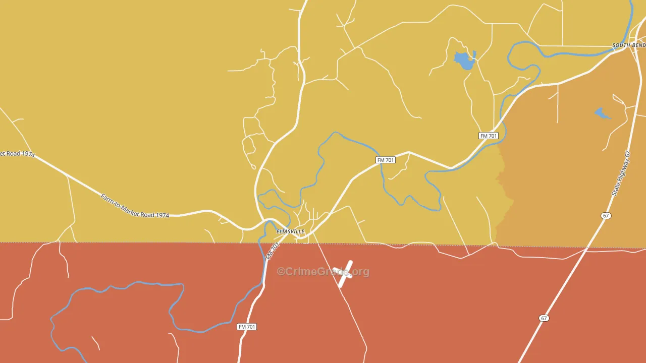 Eliasville, TX Map of Vandalism Rates