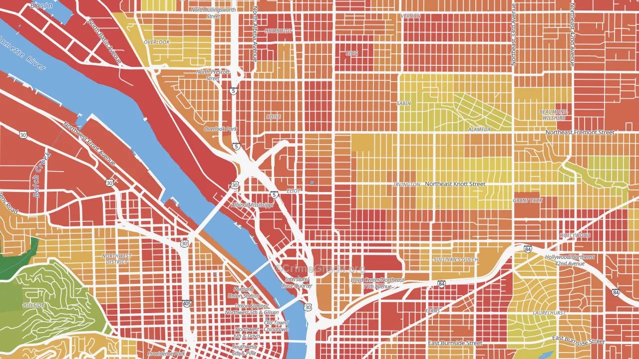 Eliot, Portland, OR Map of Vandalism Rates