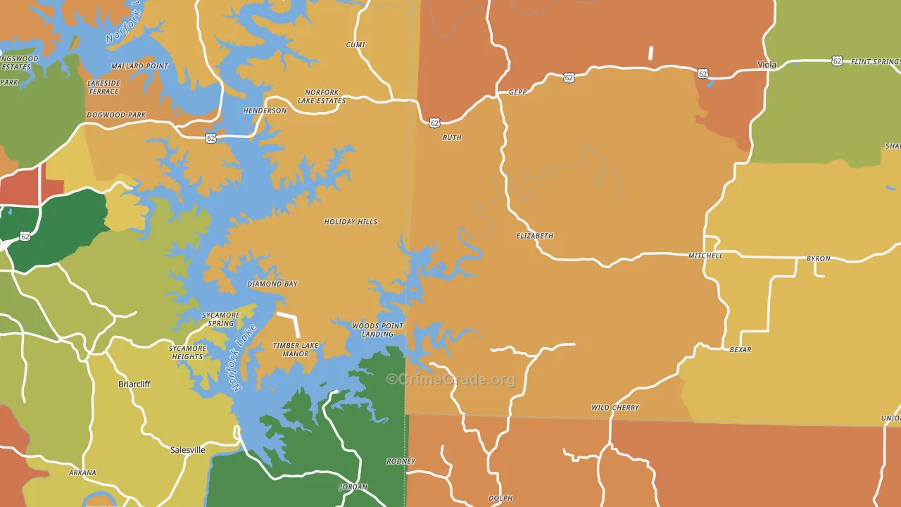 Elizabeth, AR Map of Vandalism Rates