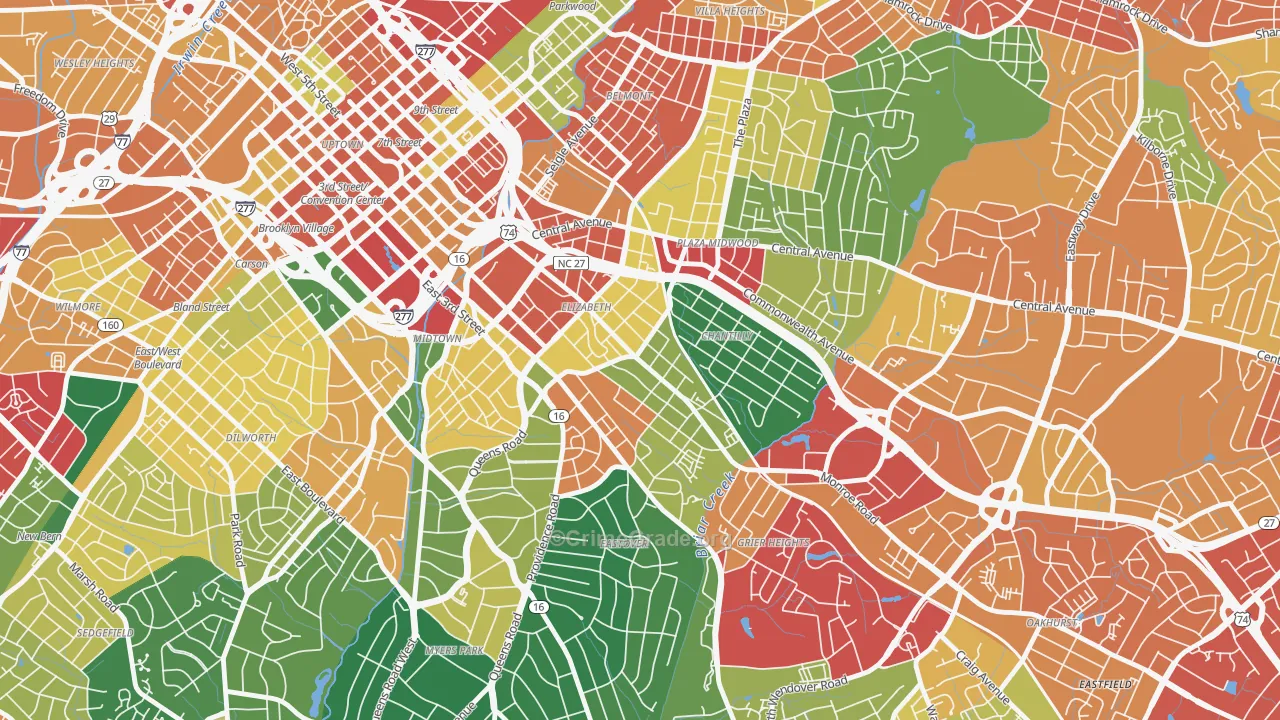 Elizabeth, Charlotte, NC Map of Vandalism Rates
