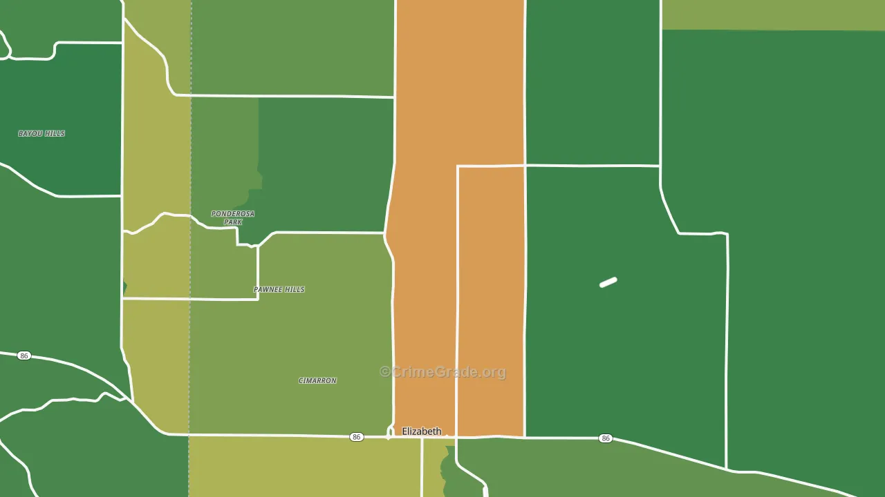 Elizabeth, CO Map of Vandalism Rates