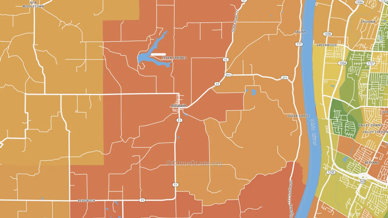 Elizabeth, IN Map of Vandalism Rates