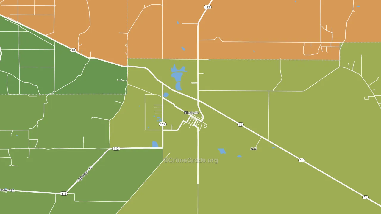 Elizabeth, LA Map of Vandalism Rates