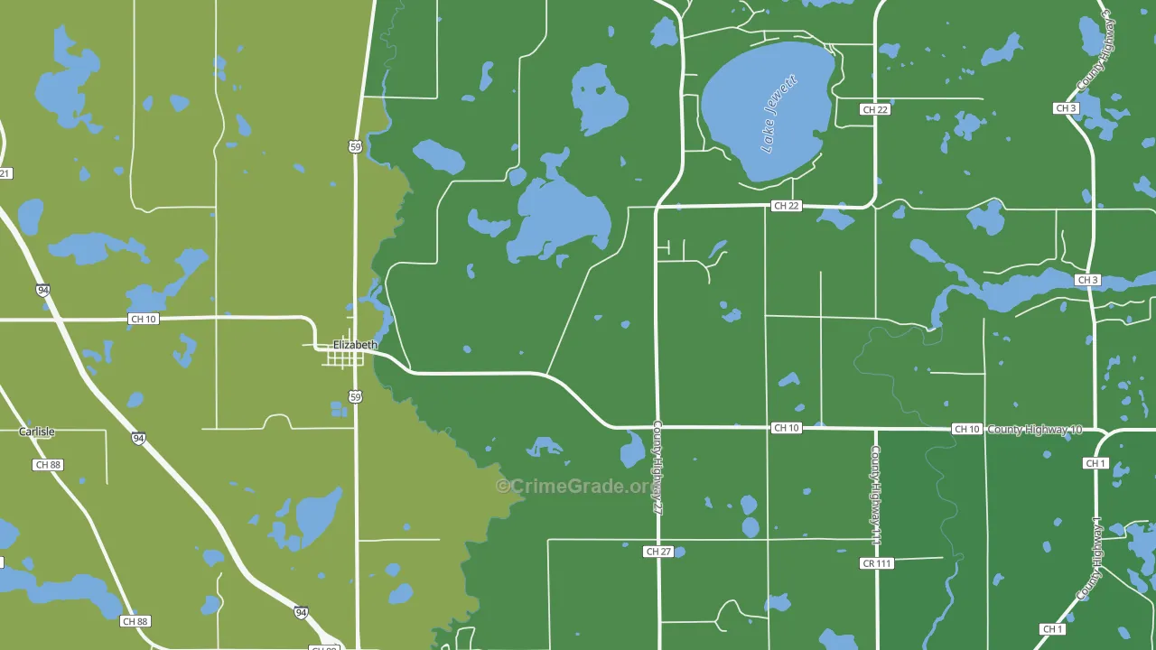 Elizabeth, MN Map of Vandalism Rates
