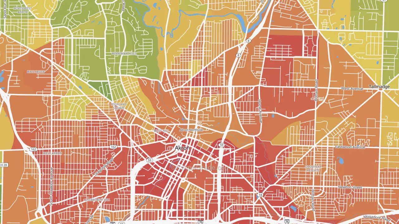 Elizabeth Park Valley, Akron, OH Map of Vandalism Rates