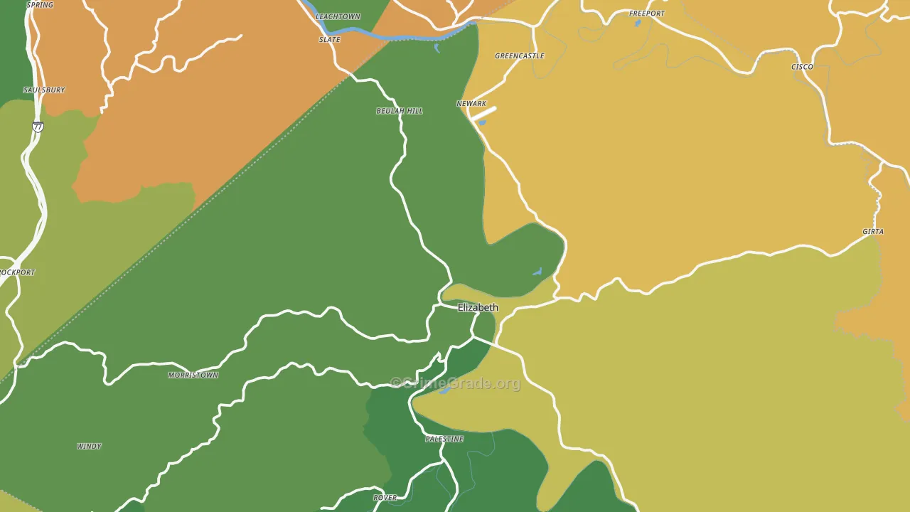 Elizabeth, WV Map of Vandalism Rates
