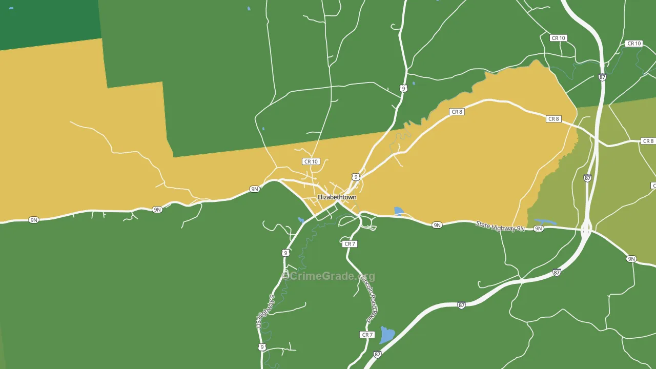 Elizabethtown, NY Map of Vandalism Rates