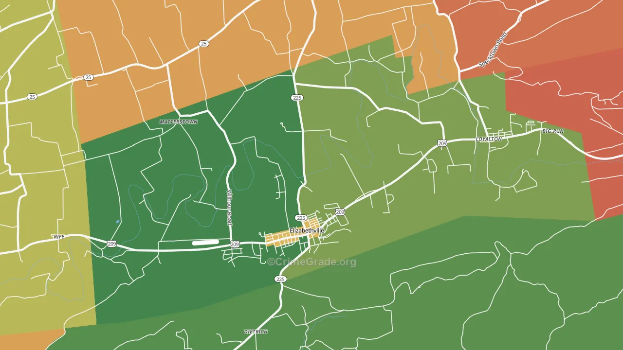 Elizabethville, PA Map of Vandalism Rates
