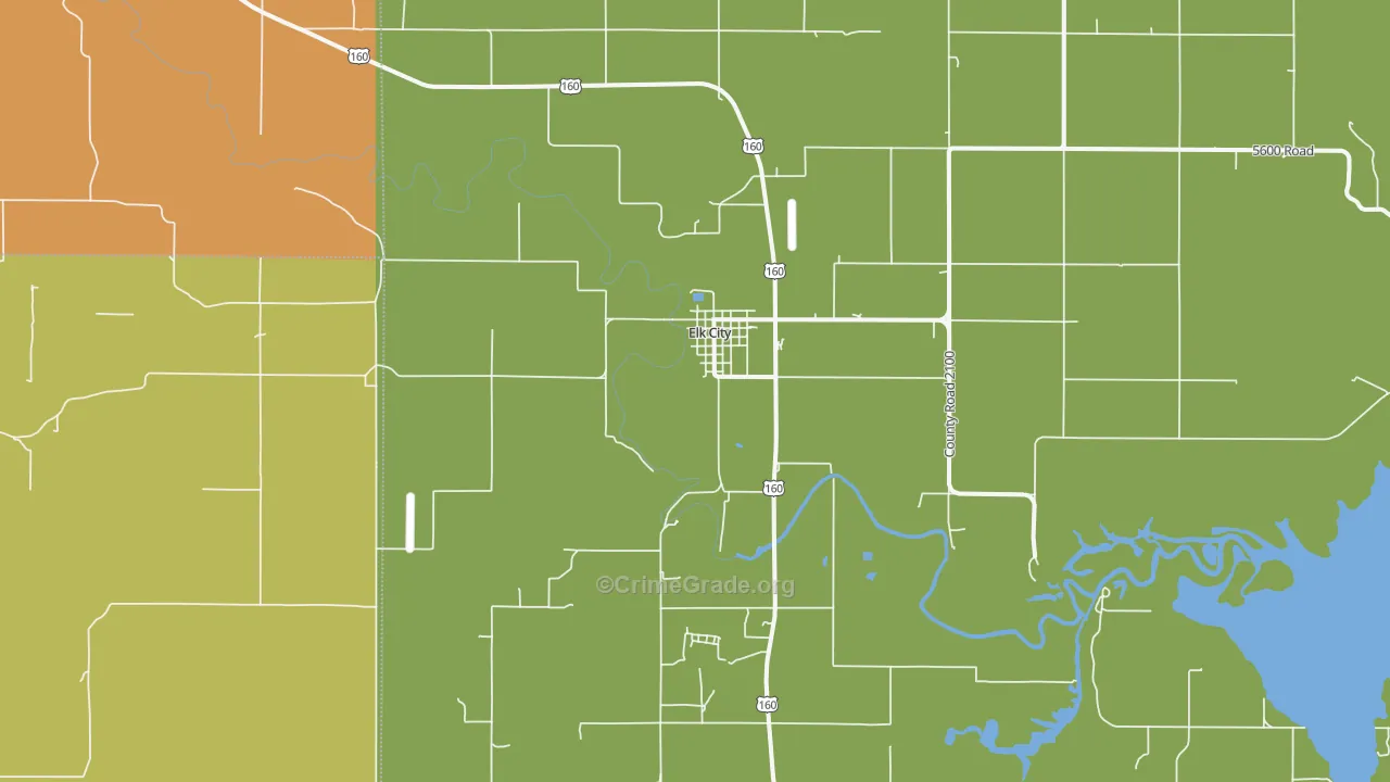 Elk City, KS Map of Vandalism Rates