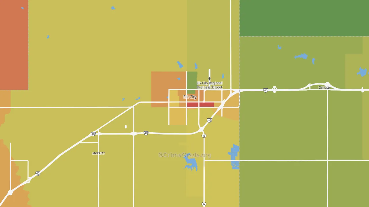 Elk City, OK Map of Vandalism Rates