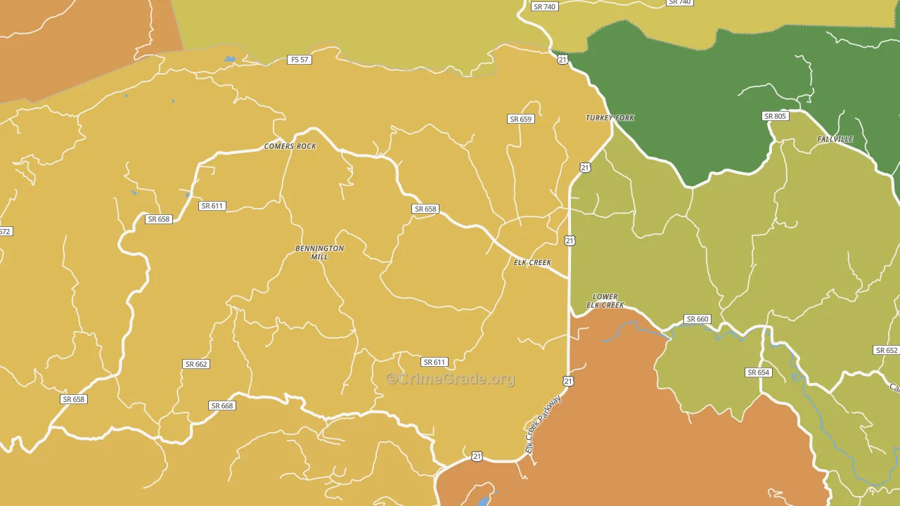 Elk Creek, VA Map of Vandalism Rates