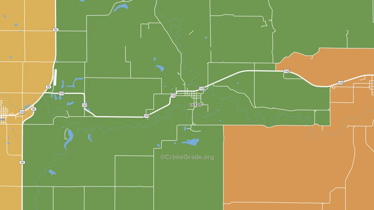 Elk Falls, KS Map of Vandalism Rates