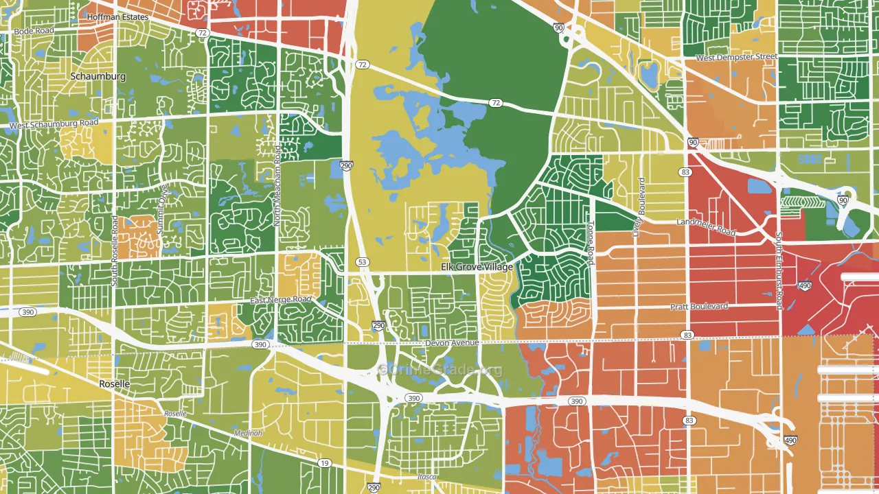 Elk Grove Village, IL Map of Vandalism Rates