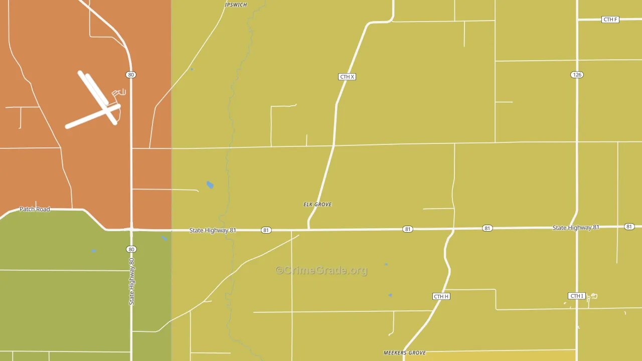 Elk Grove, WI Map of Vandalism Rates